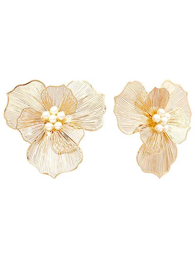 Gold Floral Post Earrings