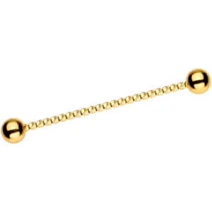 Gold Tone IP Seriously Twisted Industrial Barbell Earring 38mm