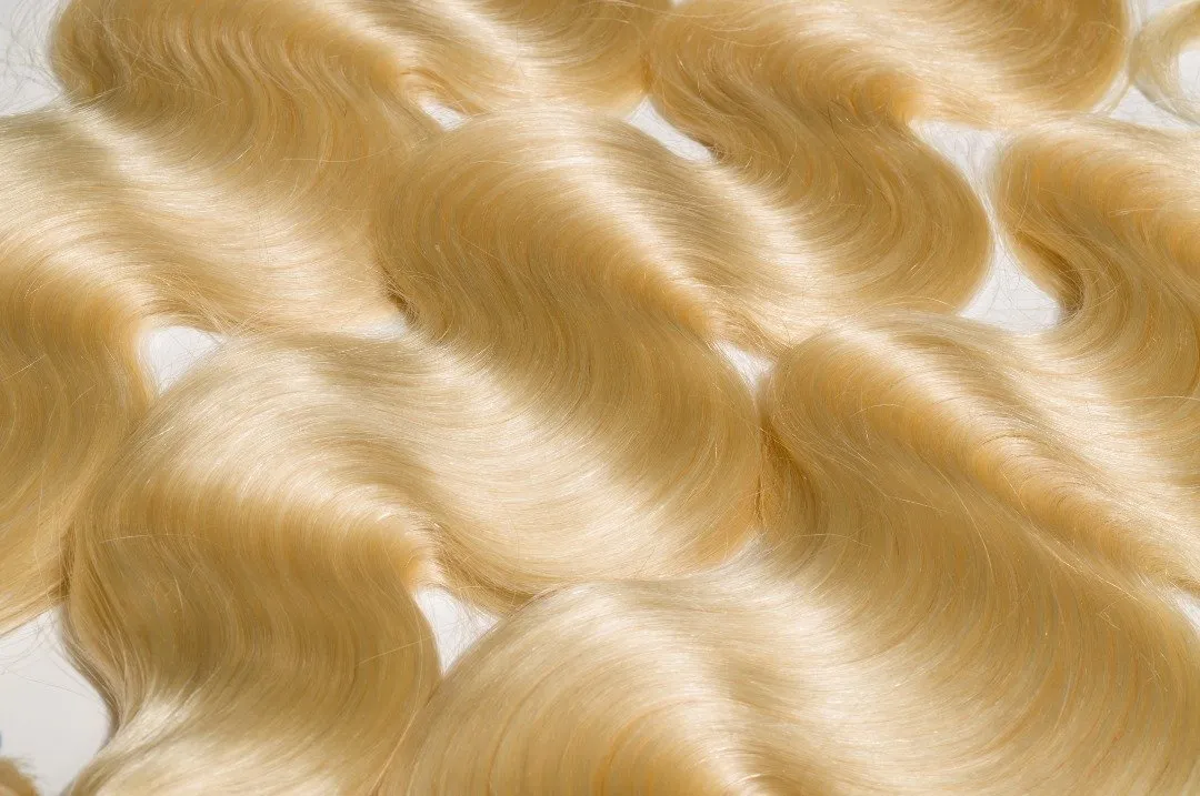Golden Goddess 613 Blonde Signature Body Wave Hair Extensions 3 Bundle Deal | Premium Human Hair Weft Bundles | Platinum Blonde