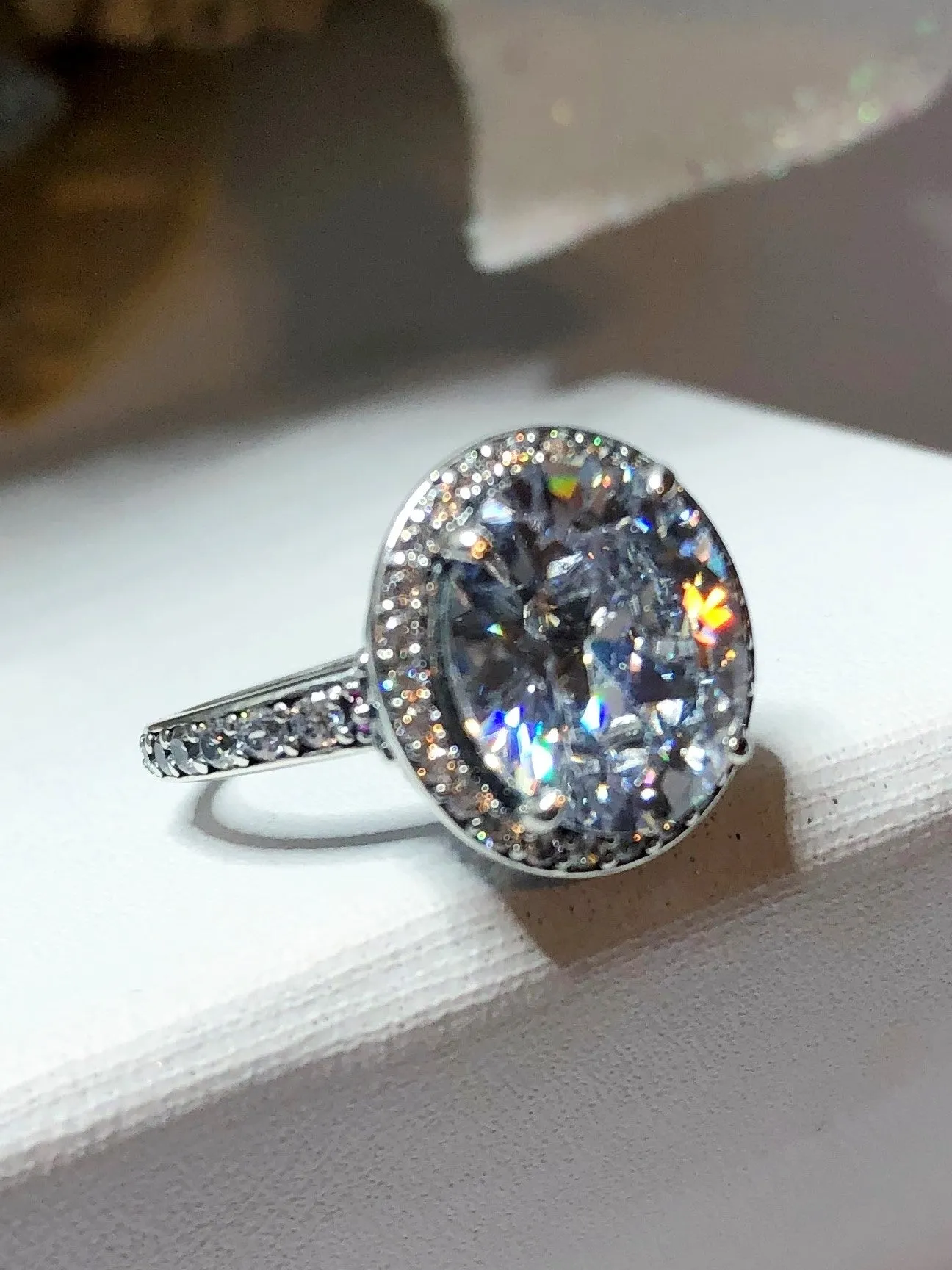 Halo Ring, Size 8, White CZ Gems, Art Deco Sterling Silver Filigree #D228 - Ready to Ship