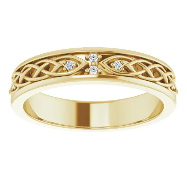 Hand Carved Art Deco Style Diamond Eternity Band