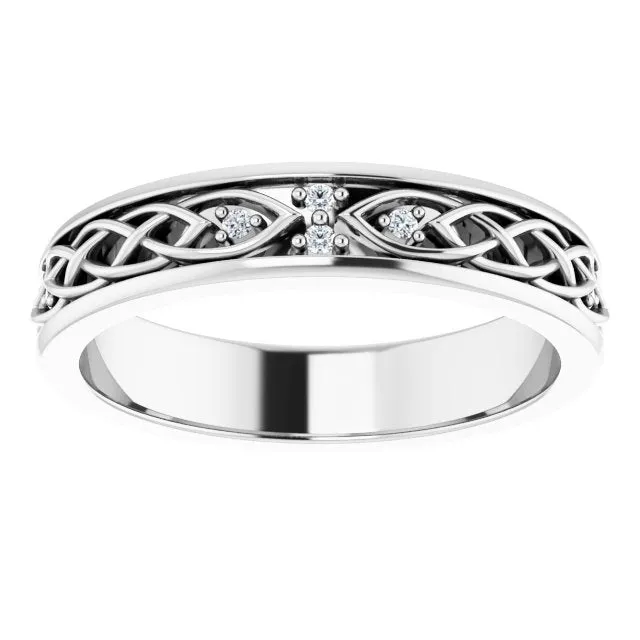 Hand Carved Art Deco Style Diamond Eternity Band