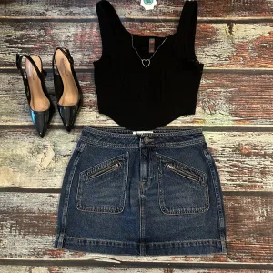 Hidden Dark Denim Mini Skirt