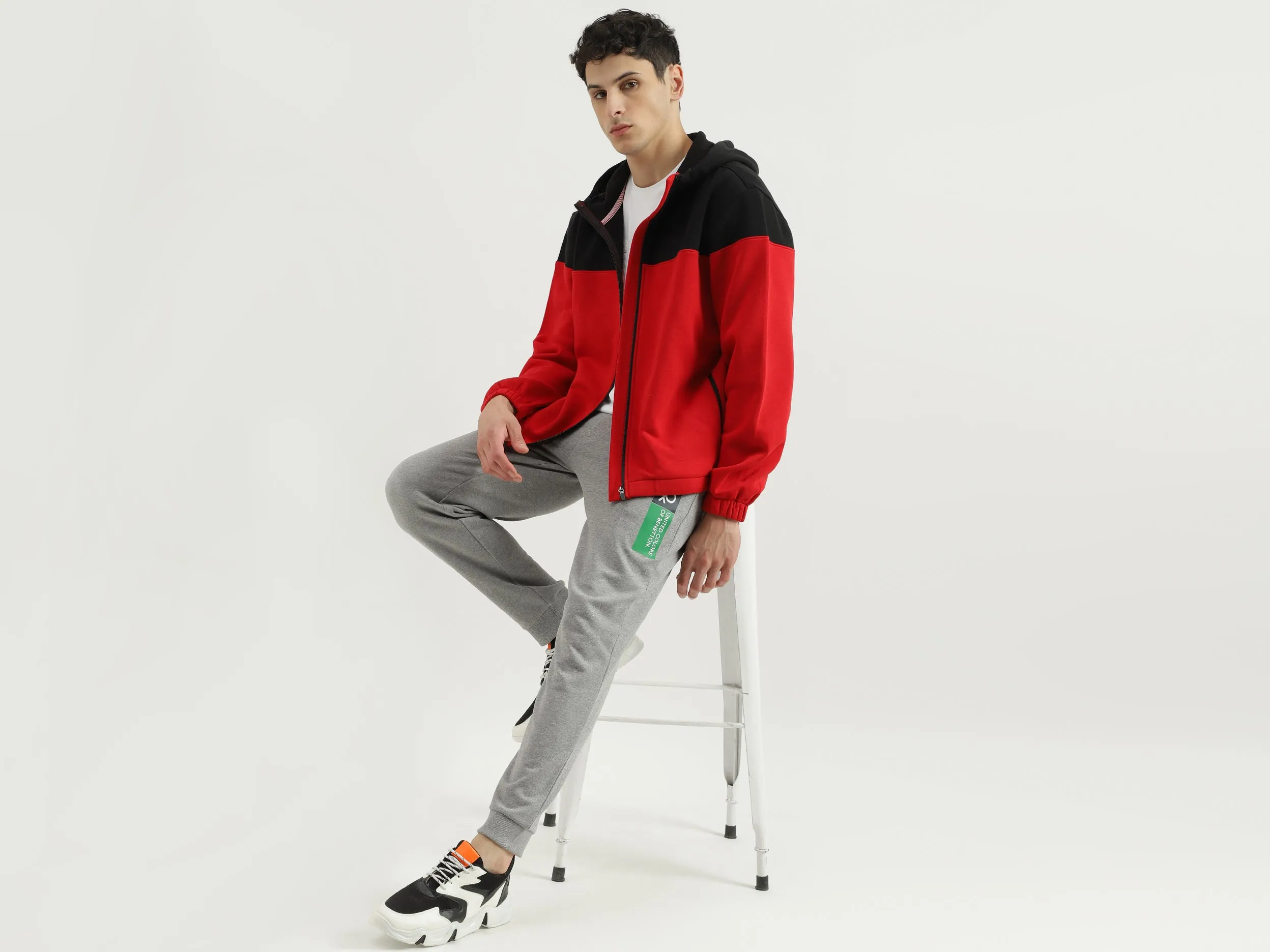 Hooded Neck Colourblocked Sweatshirt