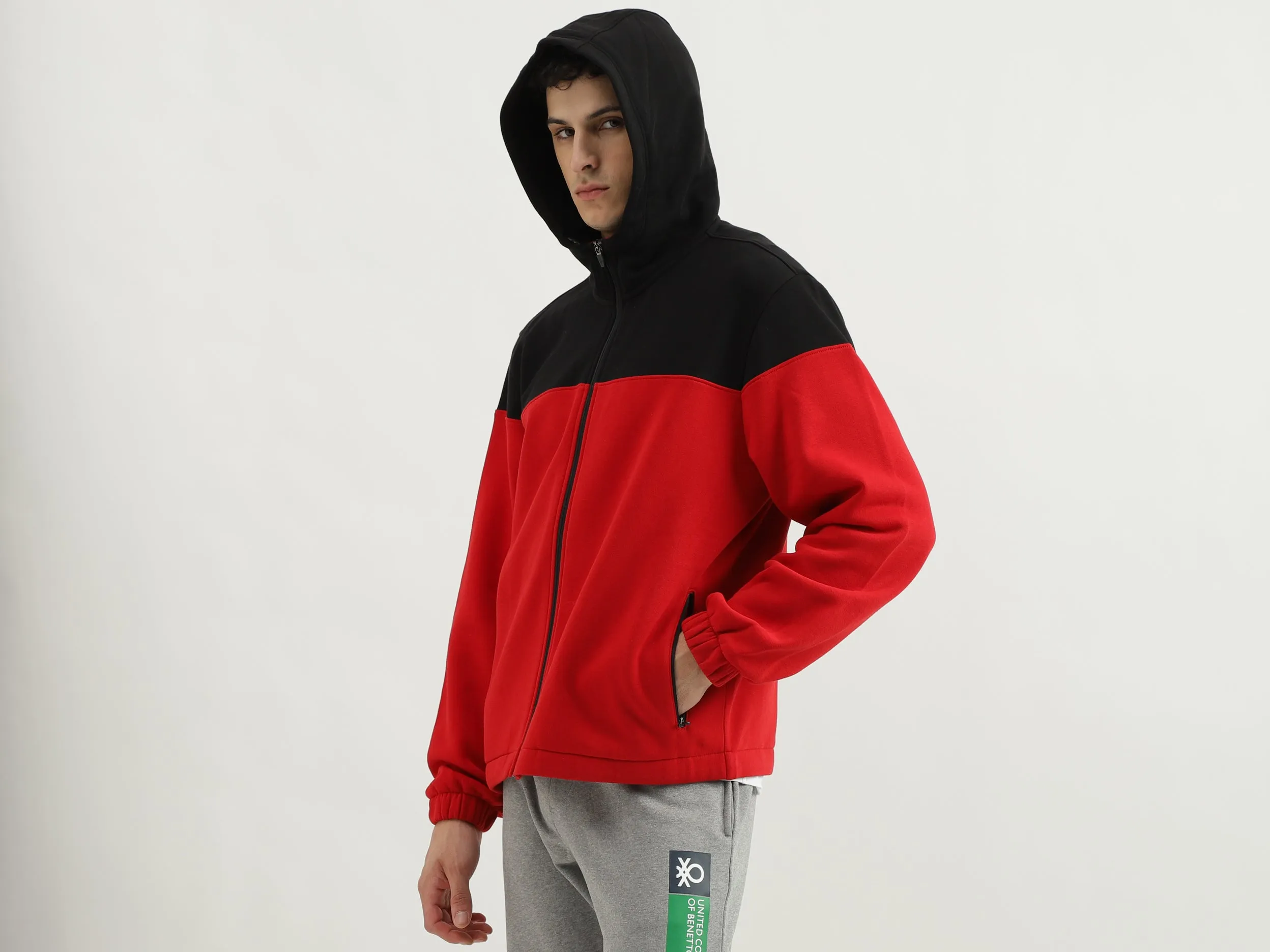 Hooded Neck Colourblocked Sweatshirt
