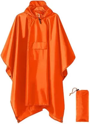 Hooded Rain Poncho Waterproof Raincoat Jacket for Men Women Adults, Military Poncho for Outdoor Activities Camping Fishing