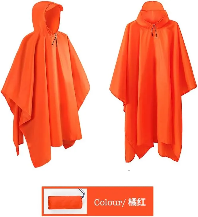 Hooded Rain Poncho Waterproof Raincoat Jacket for Men Women Adults, Military Poncho for Outdoor Activities Camping Fishing