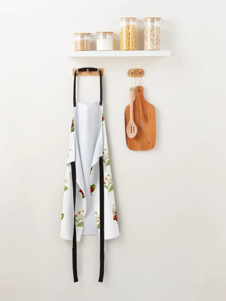 I Love Strawberries Apron and Matching Kitchen Mat with Vintage Inspired Strawberry Pattern