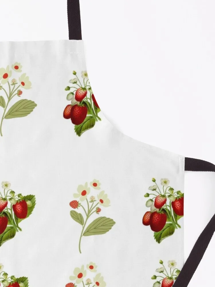 I Love Strawberries Apron and Matching Kitchen Mat with Vintage Inspired Strawberry Pattern