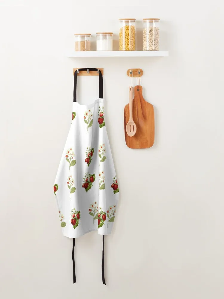 I Love Strawberries Apron and Matching Kitchen Mat with Vintage Inspired Strawberry Pattern