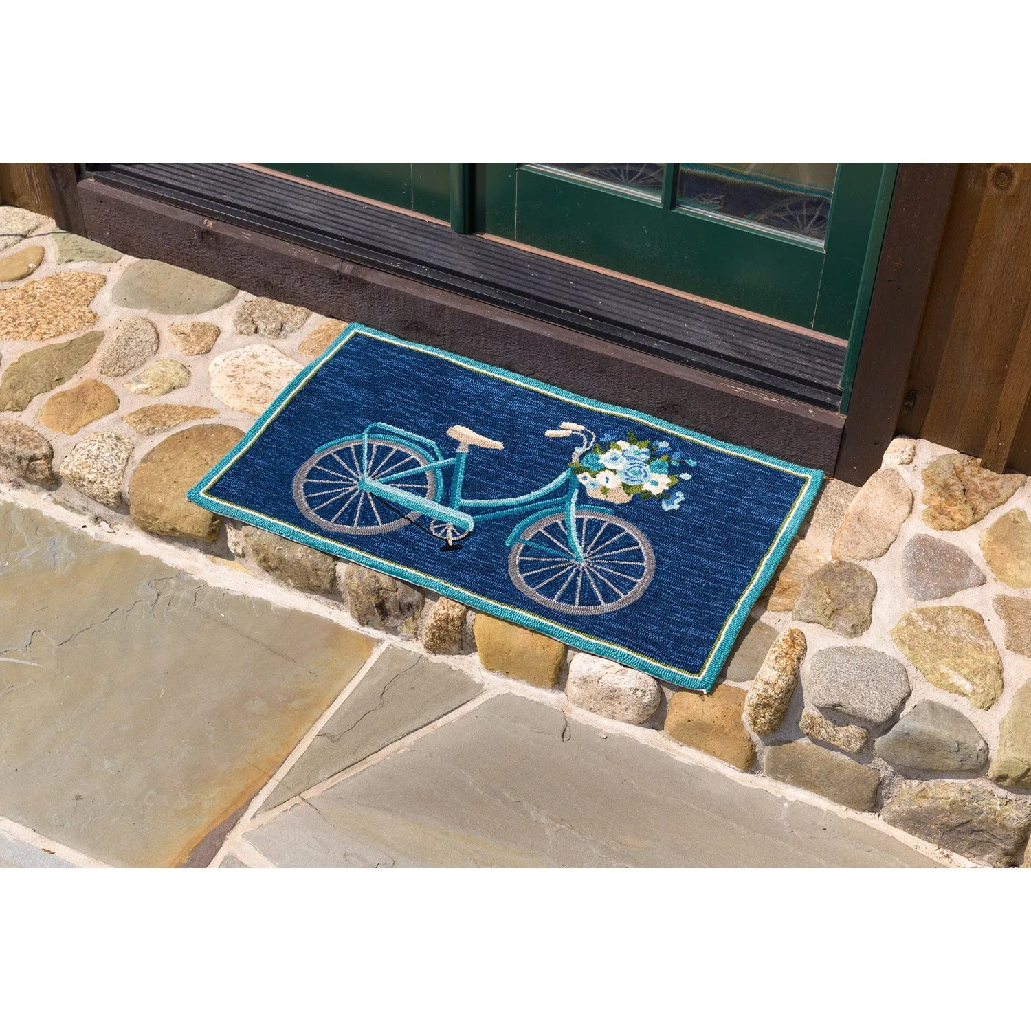 Indoor/Outdoor Hooked Bicycle Accent Rug 24"x42",53b3z