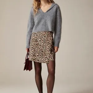 J. Crew Collection Leopard-Print Wrap Skirt in Duchesse Satin $128 Sz. 4