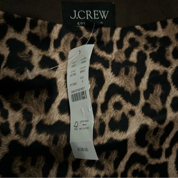 J. Crew Collection Leopard-Print Wrap Skirt in Duchesse Satin $128 Sz. 4