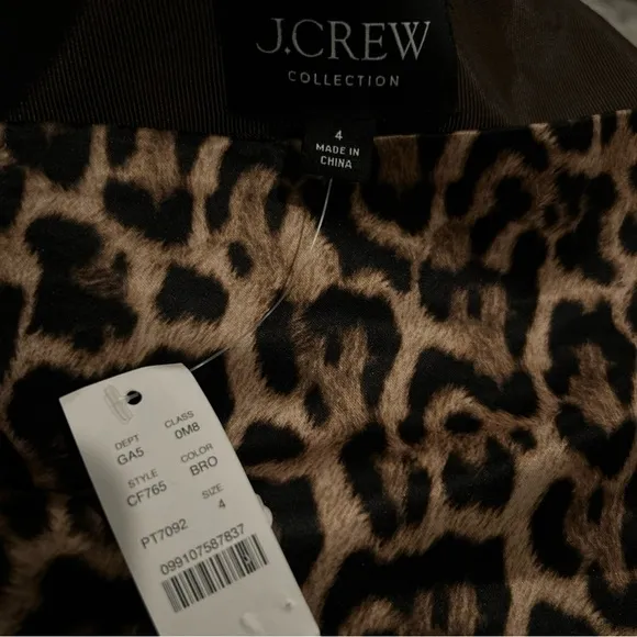 J. Crew Collection Leopard-Print Wrap Skirt in Duchesse Satin $128 Sz. 4