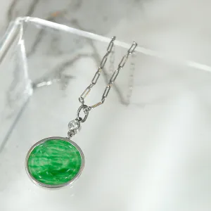 Jade & Diamond Platinum Art Deco Pendant