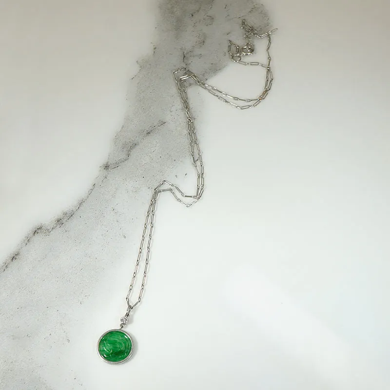 Jade & Diamond Platinum Art Deco Pendant