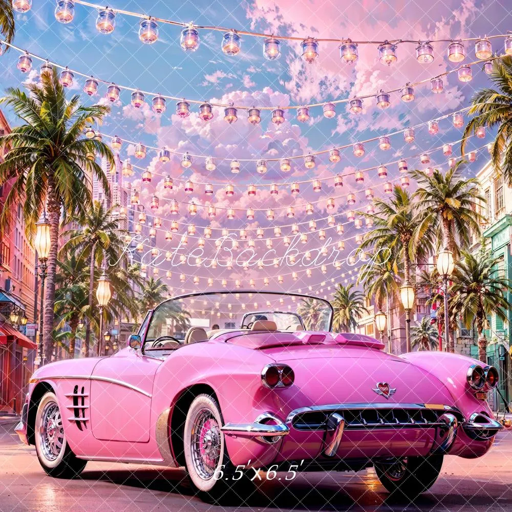 Kate Summer Fashion Doll Street Pink Car Backdrop for Photography