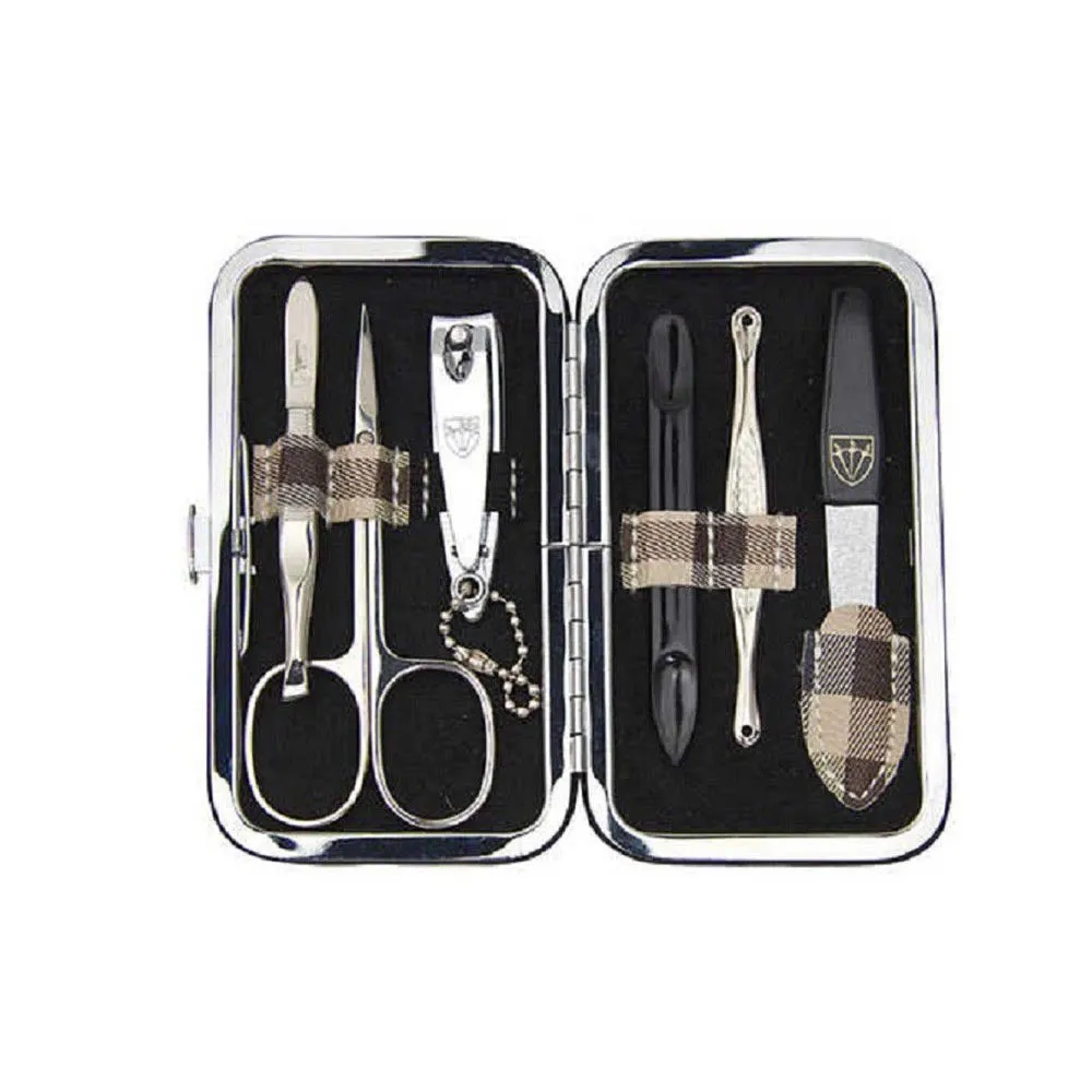 Kellermann 3 Swords Manicure Set BL 7858 P N Chequered Material - 6 Piece