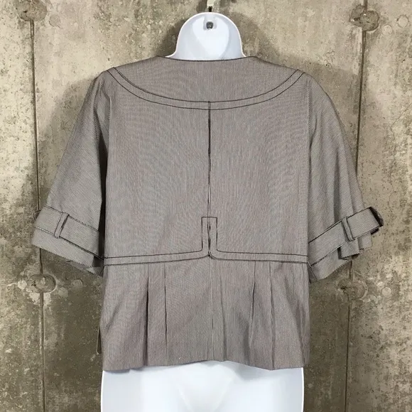 Kenneth Cole Womens Cropped Blazer Size 8 Button Dolman Sleeve Pleated Pinstripe