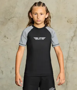Kids' Standard Gray Short Sleeve Muay Thai Rash Guard