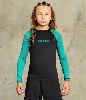Kids' Standard Green Long Sleeve MMA Rash Guard