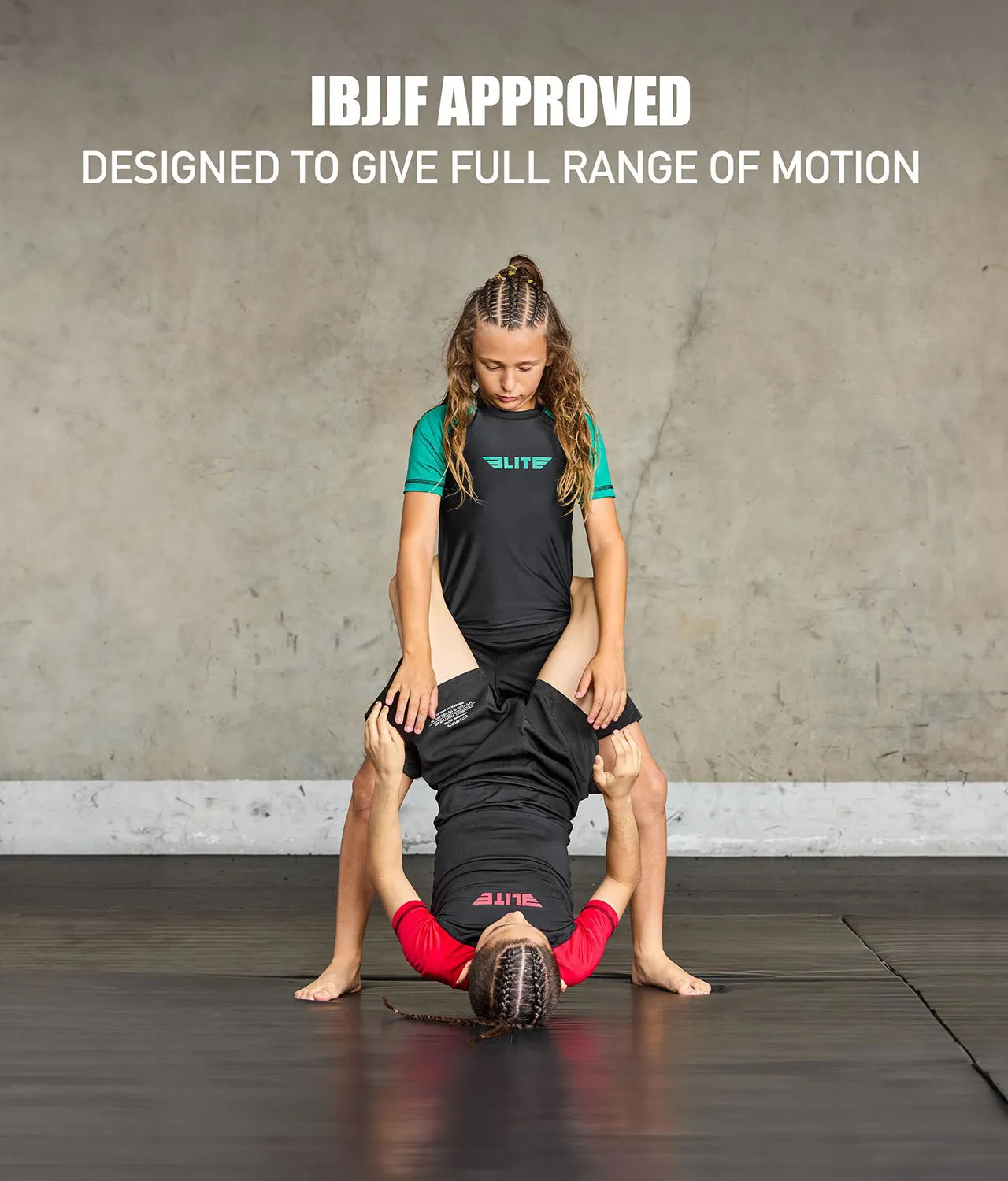 Kids' Standard Green Short Sleeve No-Gi BJJ Rash Guard