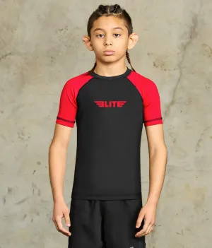 Kids' Standard Red Short Sleeve Boxing Rash Guard