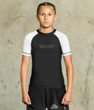 Kids' Standard White Short Sleeve No-Gi BJJ Rash Guard