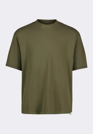 Kinsley Men's Piqué Crew Neck Relaxed T-Shirt, Army Green - BM24609
