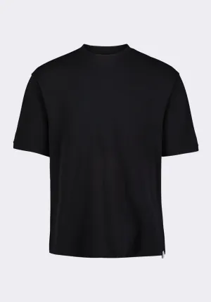Kinsley Men's Piqué Crew Neck Relaxed T-Shirt, Black - BM24609