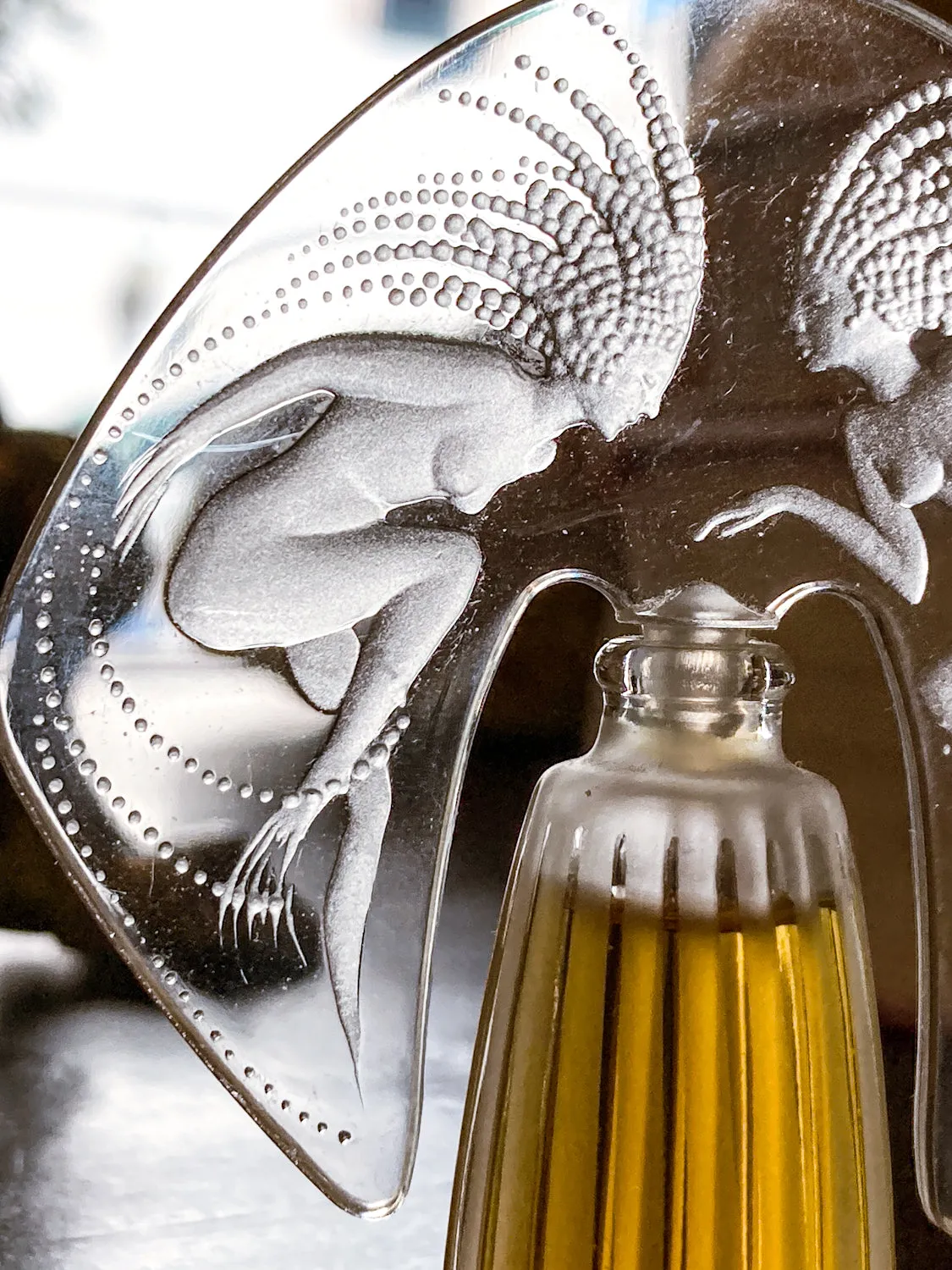 Lalique Les Falcons Collection Miniature Art Deco Perfume Bottles Display