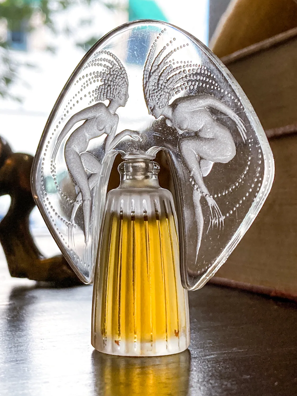Lalique Les Falcons Collection Miniature Art Deco Perfume Bottles Display