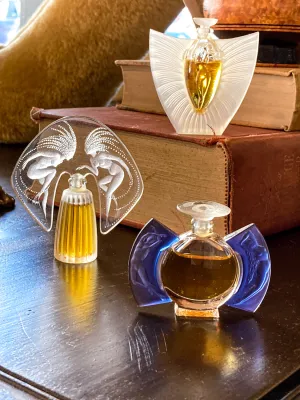 Lalique Les Falcons Collection Miniature Art Deco Perfume Bottles Display