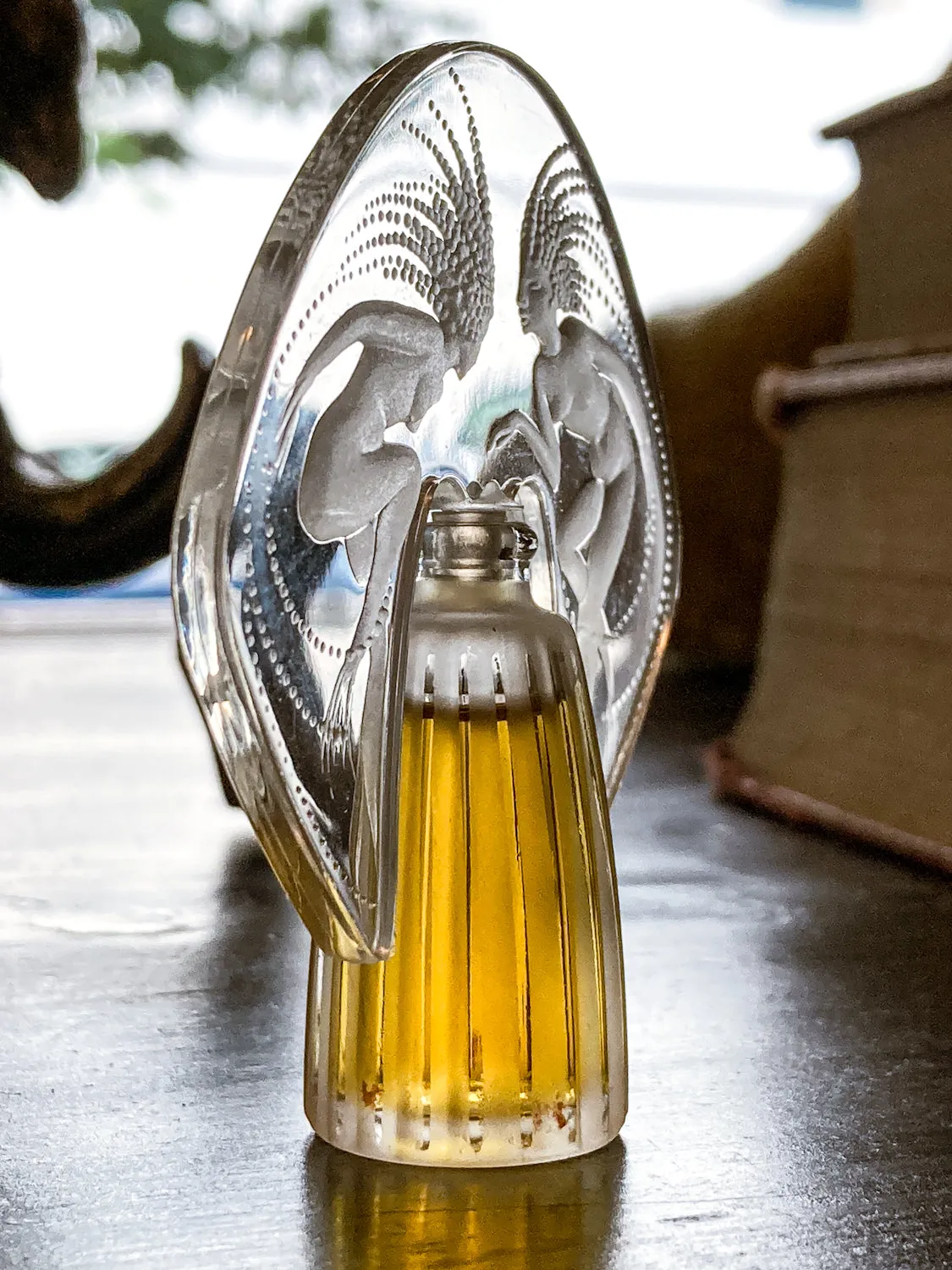 Lalique Les Falcons Collection Miniature Art Deco Perfume Bottles Display