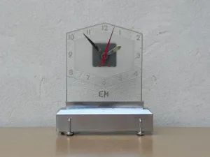 Light Up Glass and Chrome Deco Mantel Clock, New Movement