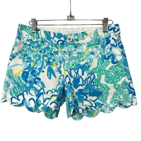 Lilly Pulitzer The Buttercup Floral Blue and Green Shorts Size 00