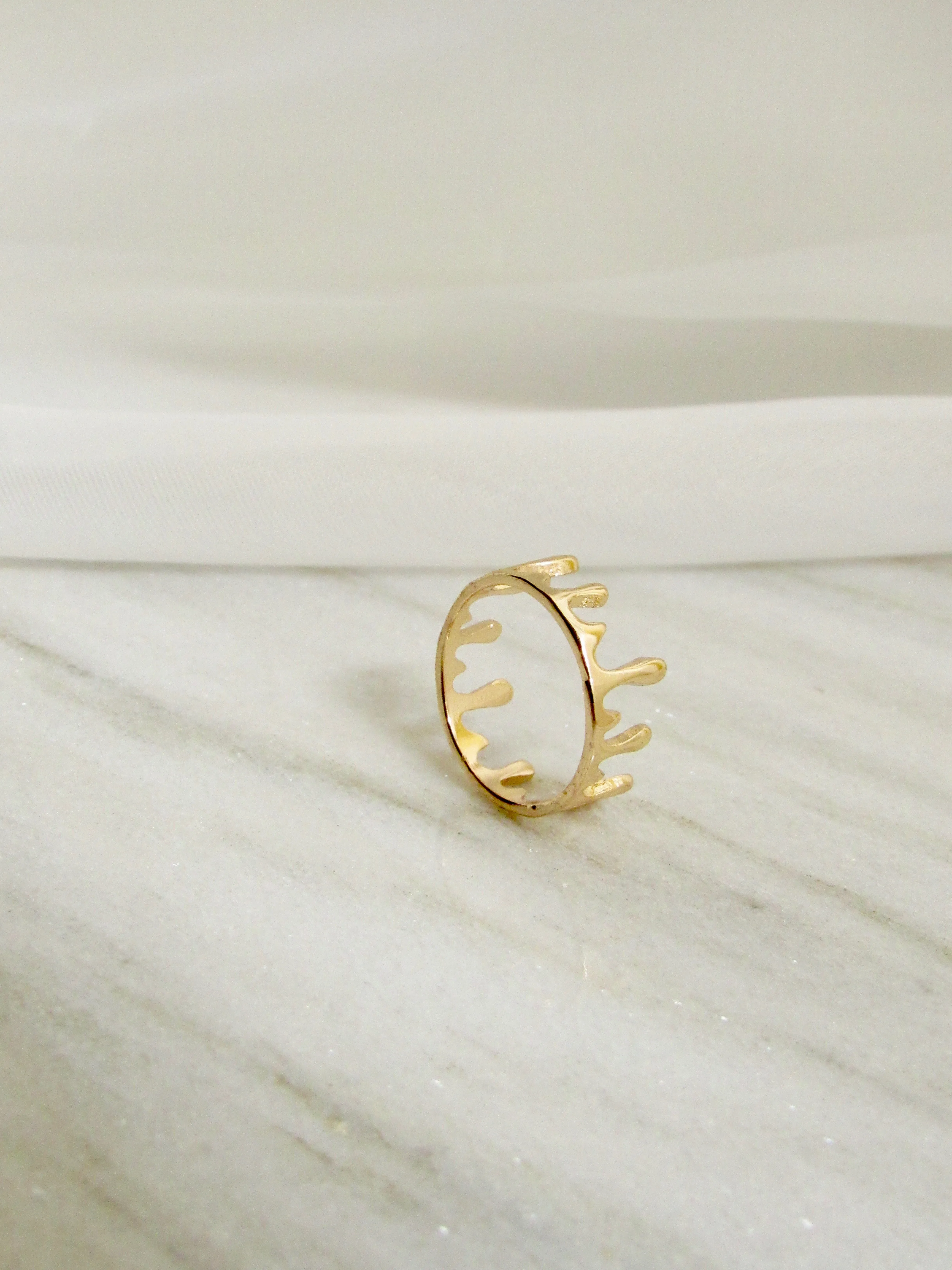 Liquid 14K Gold Crown Ring (SIZE 6)
