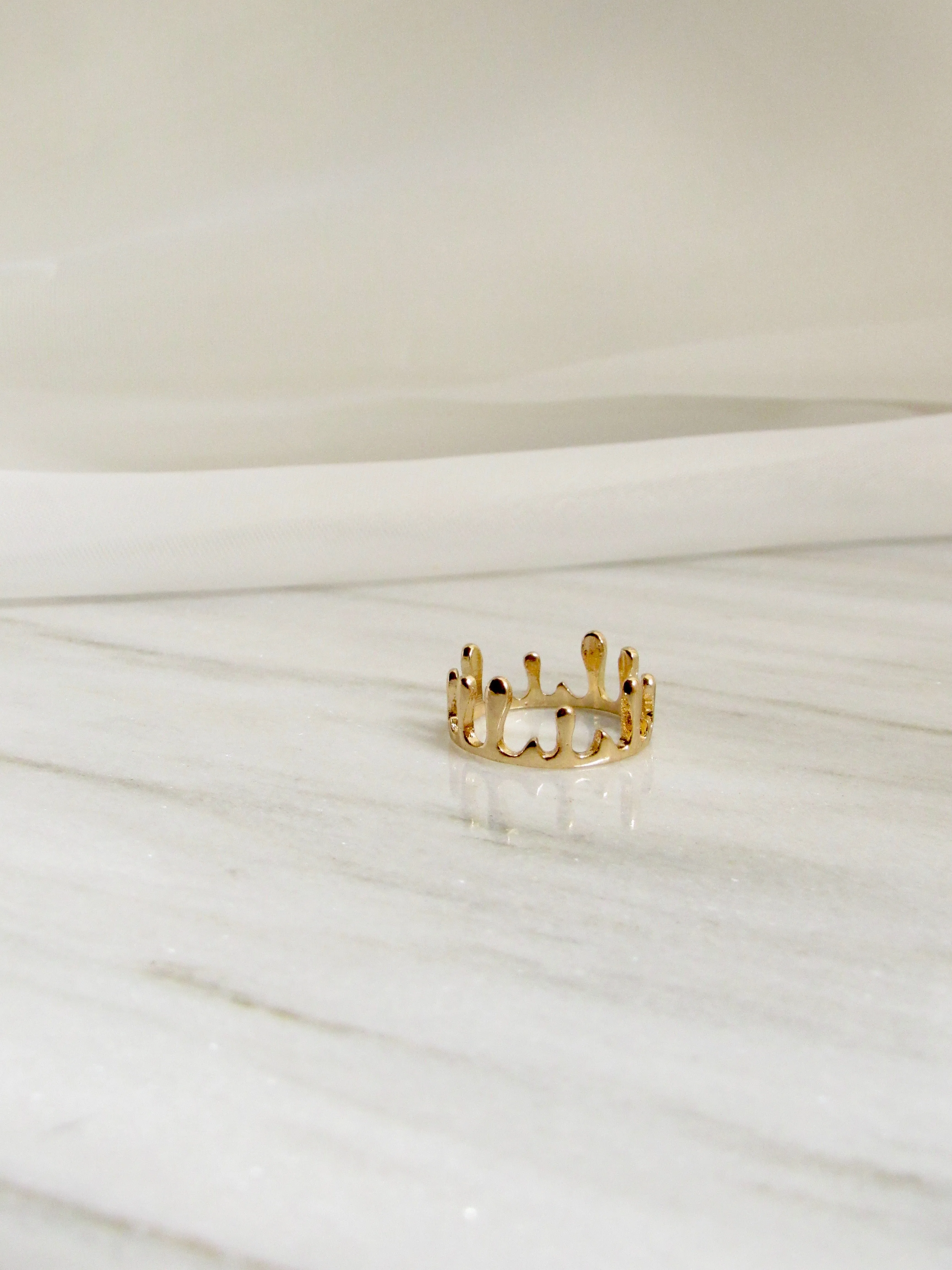 Liquid 14K Gold Crown Ring (SIZE 6)