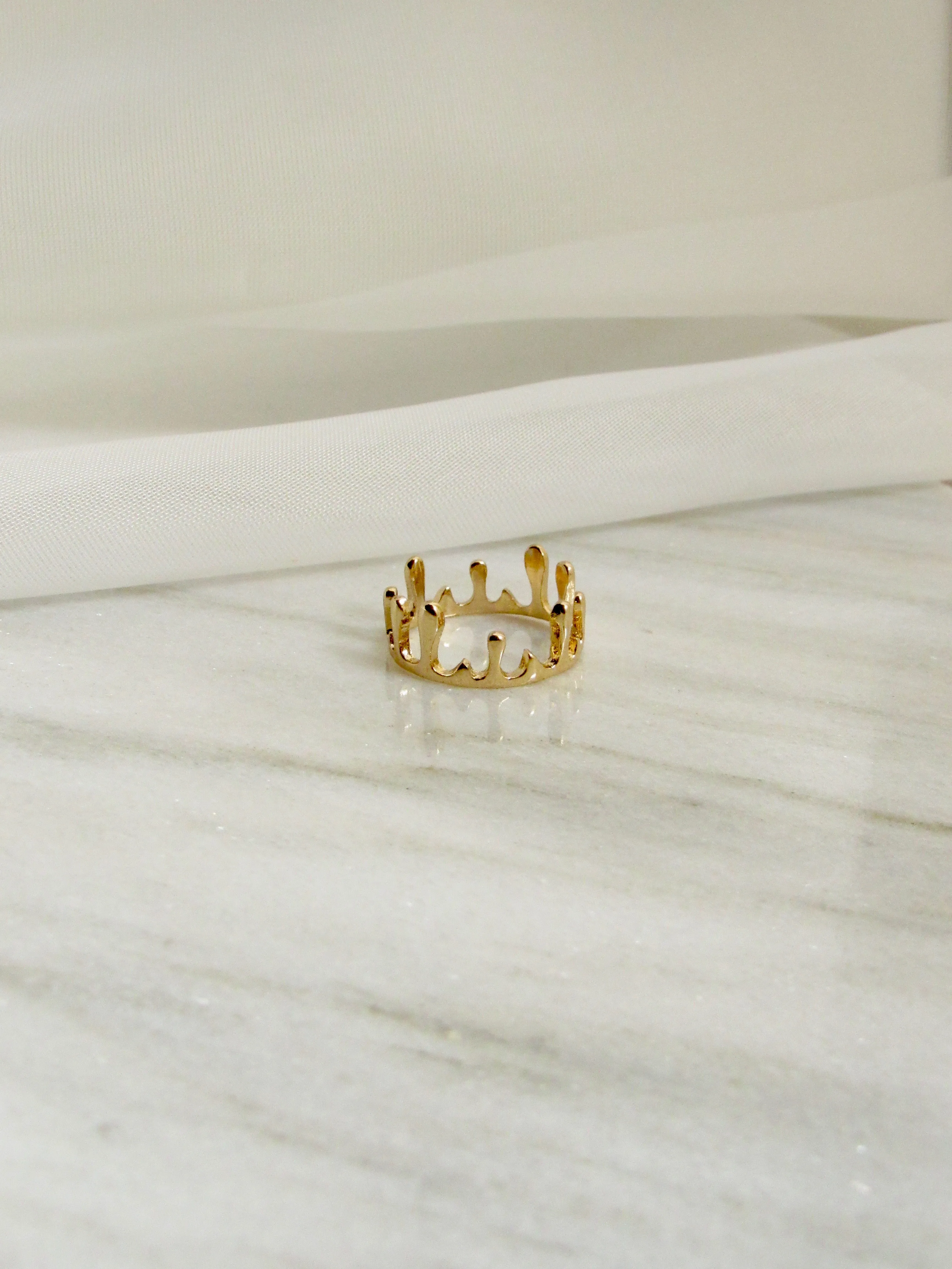 Liquid 14K Gold Crown Ring (SIZE 6)