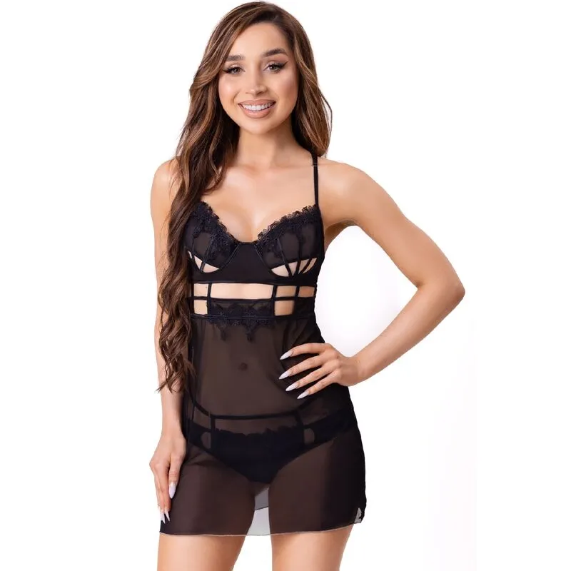 LIVCO CORSETTI FASHION - MAIA 20247 BABYDOLL   THONG BLACK L/XL