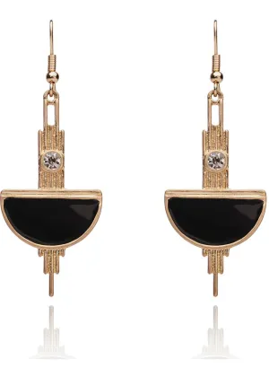 Love Vintage Art Deco 20's Earrings Black Gold