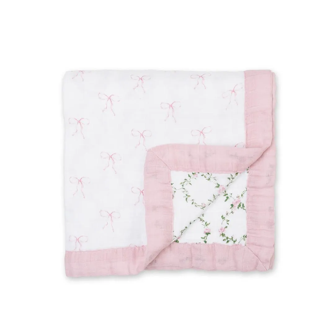 Lulujo Classic Muslin 3ply Quilt - Bows & Rose Trellis
