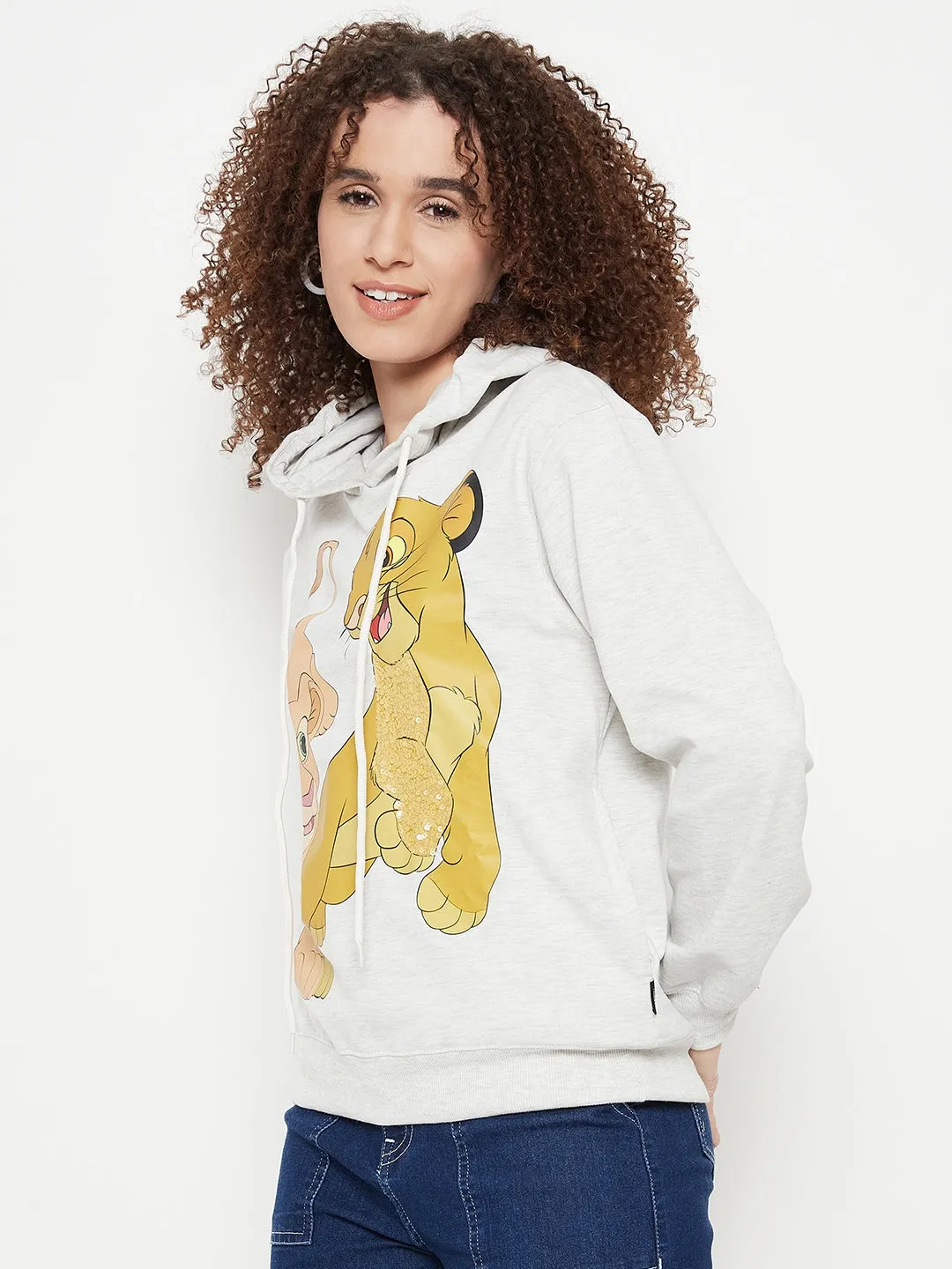 Madame Disney Printed Ecru Sweatshirt