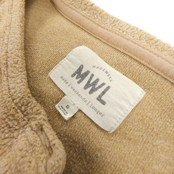 MADEWELL MWL Cozybrushed Henley Top Straight Sweatpants Lounge Set Pajamas Camel