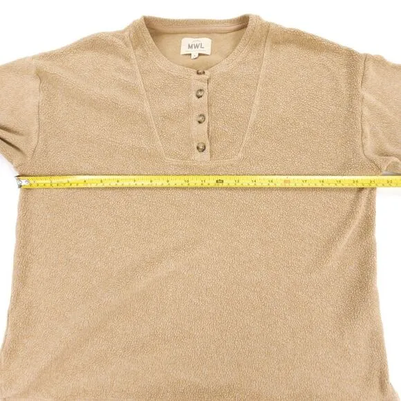 MADEWELL MWL Cozybrushed Henley Top Straight Sweatpants Lounge Set Pajamas Camel
