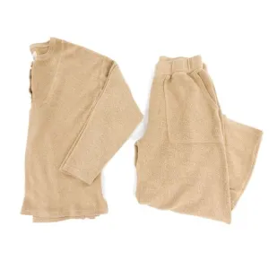 MADEWELL MWL Cozybrushed Henley Top Straight Sweatpants Lounge Set Pajamas Camel