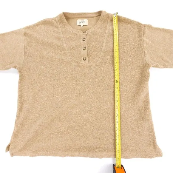 MADEWELL MWL Cozybrushed Henley Top Straight Sweatpants Lounge Set Pajamas Camel