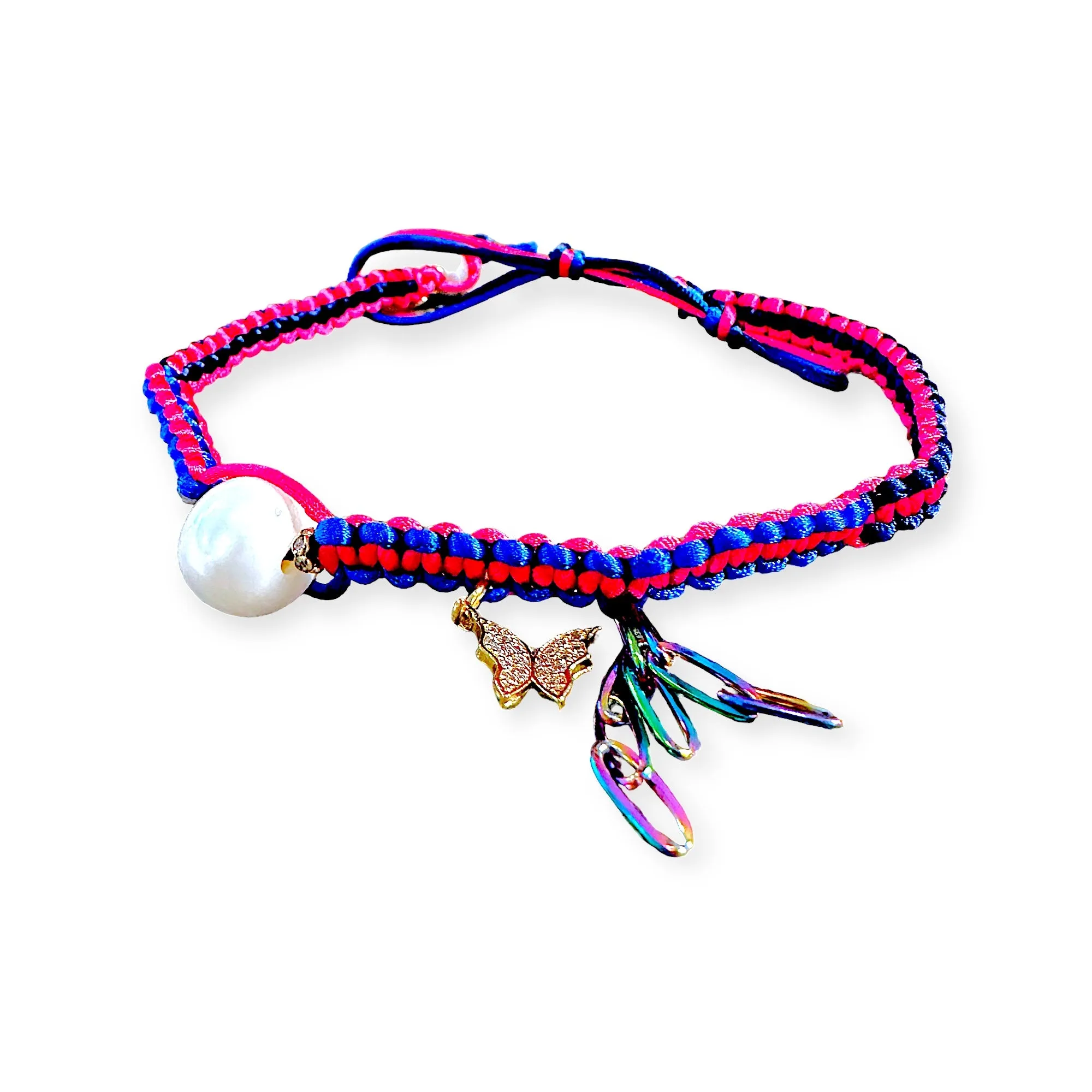 MAGICAL BUTTERFLY PEARL SILK ROCKER CHOKER