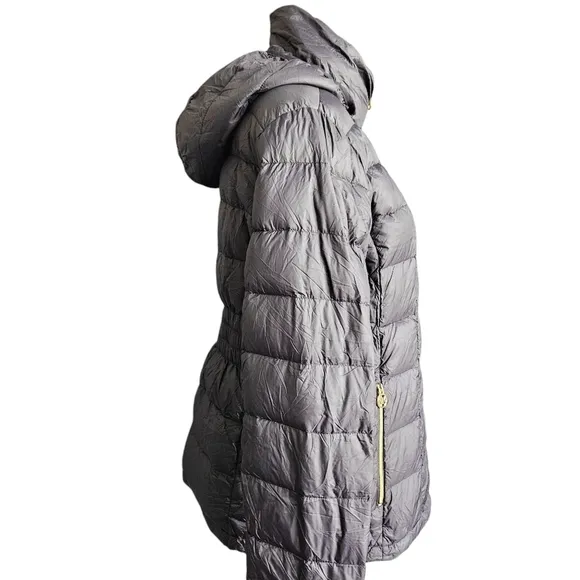 Michael Kors Down Puffer Jacket Women Sz Medium Black Gold
