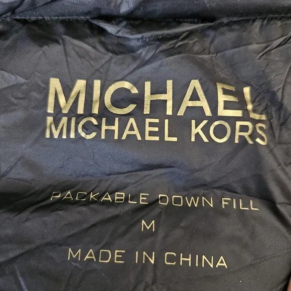 Michael Kors Down Puffer Jacket Women Sz Medium Black Gold